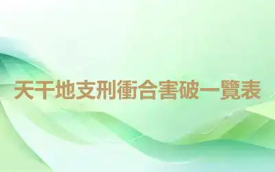 天干地支刑衝合害破一覽表