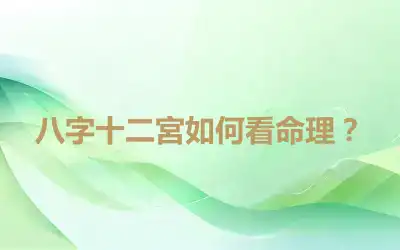 八字十二宮如何看命理？