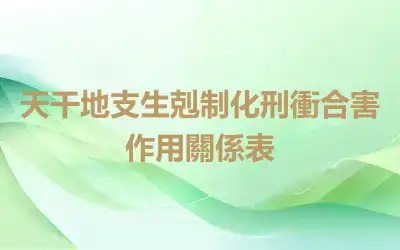 天干地支生剋制化刑衝合害作用關係表