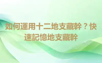 如何運用十二地支藏幹？快速記憶地支藏幹