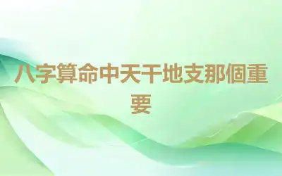 八字算命中天干地支那個重要