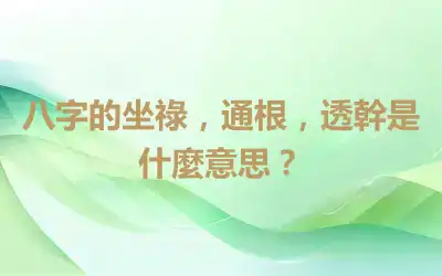 八字的坐祿，通根，透幹是什麼意思？
