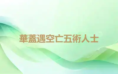 華蓋遇空亡五術人士