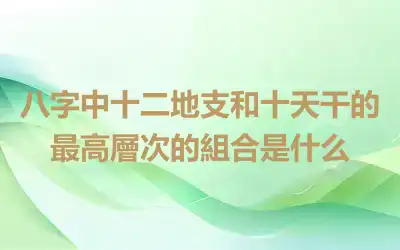 八字中十二地支和十天干的最高層次的組合是什么