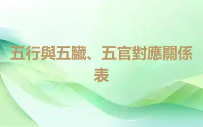 五行與五臟、五官對應關係表