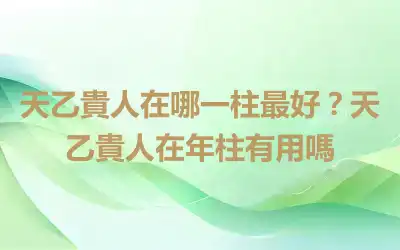 天乙貴人在哪一柱最好？天乙貴人在年柱有用嗎