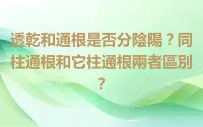 透乾和通根是否分陰陽？同柱通根和它柱通根兩者區別？