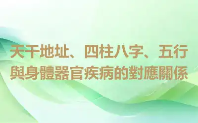 天干地址、四柱八字、五行與身體器官疾病的對應關係