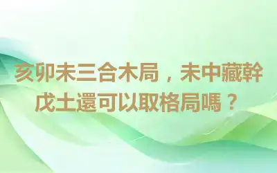 亥卯未三合木局，未中藏幹戊土還可以取格局嗎？