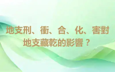地支刑、衝、合、化、害對地支藏乾的影響？