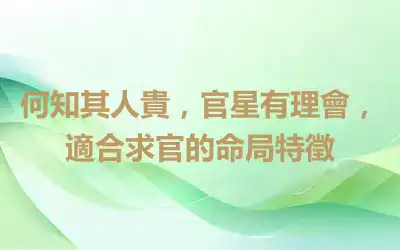 何知其人貴，官星有理會，適合求官的命局特徵
