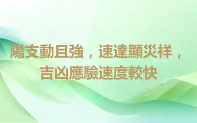 陽支動且強，速達顯災祥，吉凶應驗速度較快