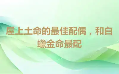 屋上土命的最佳配偶，和白蠟金命最配