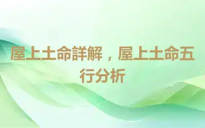 屋上土命詳解，屋上土命五行分析