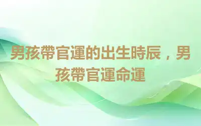 男孩帶官運的出生時辰，男孩帶官運命運