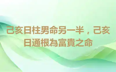 己亥日柱男命另一半，己亥日通根為富貴之命