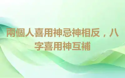 兩個人喜用神忌神相反，八字喜用神互補