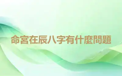 命宮在辰八字有什麼問題