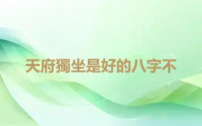 天府獨坐是好的八字不
