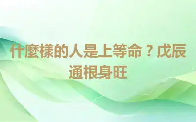 什麼樣的人是上等命？戊辰通根身旺